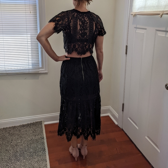 NWT Free People lace two piece dress. Size 2. Black. - Picture 2 of 3